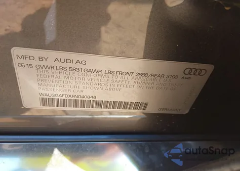 2015 Audi A8 L 3.0T from USA, damaged, VIN WAU3GAFDXFN040846
